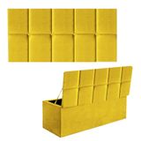 Kit Cabeceira E Calçadeira 195cm King Size Suede Amarelo