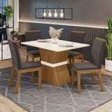 Kit De Jantar 120cm 04 Cadeiras Off White/nature/marrom