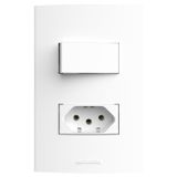 Conjunto 1 Interruptor Paralelo + 1 Tomada 2p+t 20a 250v~ Com Placa 4x2 Inova Pró Alumbra Branco