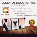 Quadros Decorativos 3 peças 40x60 Folhas Moldura Branca