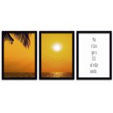 Quadros Decorativos 3 Peças 20x30 Pôr do Sol Moldura Preta