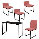 Kit Mesa Escrivaninha Com Cadeira E 3 Poltronas Lee Rose