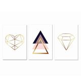 Kit Placas Quadros Decorativos 3 pçs MDF 20x30 Joia Coração