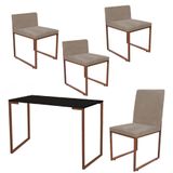 Kit Escrivaninha Com Cadeira E 3 Poltronas Bege
