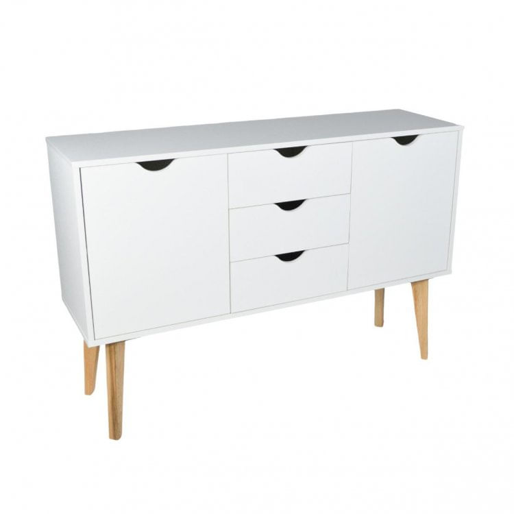 Buffet Aparador 2 Portas 3 Gavetas 120cm Retalho Falkk Branco