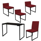Kit Mesa Escrivaninha Com Cadeira E 3 Poltronas Lee Vermelho