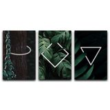 Kit Placas Quadros Decorativos 3 pçs 20x30 Folhas e Luzes