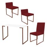 Kit Escrivaninha Com Cadeira E 2 Poltronas Vermelho