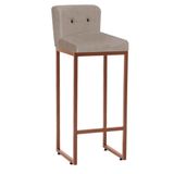 Banqueta Alta Balcão Cozinha Bistrô Ferro Bronze Bege