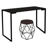 Mesa Aparador Buffet Balcão Com Puff Luna Marrom Preto