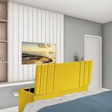 Recamier Baú Grécia 160cm Queen Size Quarto Box Amarelo