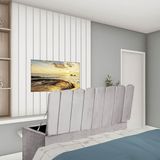 Recamier Baú Dallas 195cm King Size Quarto Box Cinza Claro