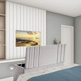 Recamier Baú Grécia 90cm Solteiro Quarto Box Cinza Claro