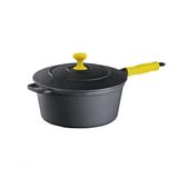 Caçarola Ferro Cabo Silicone Amarelo Tampa Ferro 2,4 Lt 20cm