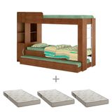 Beliche Cama Auxiliar Com 3 Colchões Ditália Treliche 15cm