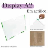 Display Parede Quadro Avisos Porta Folhas A2 Acrílico Horiz