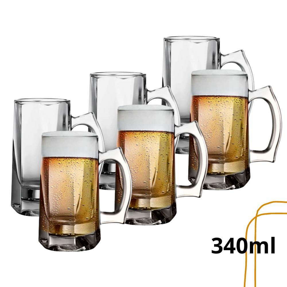 6 Caneca De Chopp Cerveja Vidro Grosso Sublimação