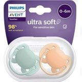 Chupeta Ultrasoft 0-6m C/2 Verde/marrom Philips Avent