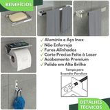 Kit Acessórios Para Banheiro Inox E Cromado 5 Peças Max