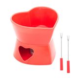 Jogo De Fondue 5 Peças Em Coração Para Duas Pessoas 400ml