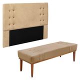 Kit Cabeceira E Calçadeira Recamier King 1,95m Suede - Bege