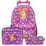 Mochila Princesa Sofia De Rodinha Com Lancheira E Estojo