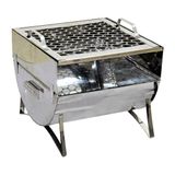 Churrasqueira Praia Campo Fechada Aço Inox Grelha 30x28x24cm