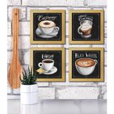 Quadro Decorativo Café Expresso 20x20cm 4 Un Moldura Marfim