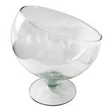 Taça Vidro Boca Torta Decorativo De Mesa Transparente 15x16