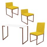 Kit Escrivaninha Com Cadeira E 2 Poltronas Amarelo