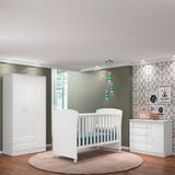 Mini Cama E Guarda Roupa Infantil 3 Portas E Cômoda Branco