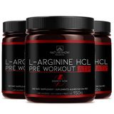 Kit 3 L-arginine Hcl Pre Workout 150g Natures Now Sem Sabor