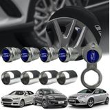 Bico Pneu Cromado Roda Válvula Antifurto Ford Azul - Metal