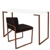 Kit Mesa Escrivaninha E Cadeira Bronze Marrom
