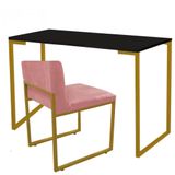 Kit Mesa Escrivaninha E Cadeira Dourado Rose