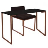 Kit Mesa Escrivaninha E Cadeira Bronze Marrom