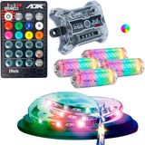 Strobo Automotivo Ajk 4 Faróis Rgb Com Controle Fita De Led