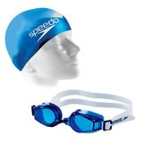 Kit Natação Infantil Speedo Óculos E Touca Jr. Swim Azul