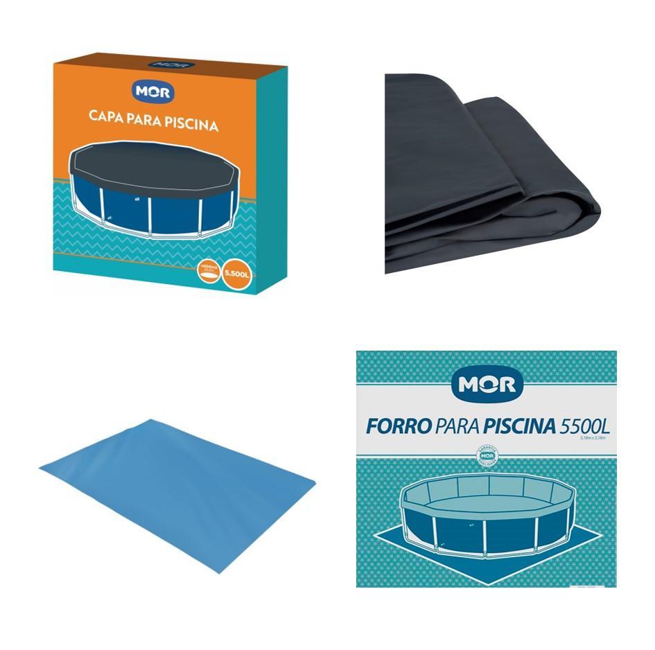 Kit Capa + Forro Para Piscina Estrutural Redonda 5500 L Mor