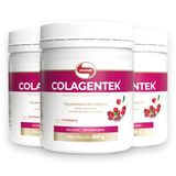 Kit 3 Colágeno Hidrolisado Colagentek Vitafor 300g Cranberry