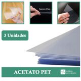 3 Folhas Acetato Transparente Cilindro 62x120 Cm Com 0,30 Mm