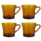 Jogo Xicaras Cha Cafe Vidro Ambar Vidro 4pcs