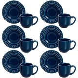 Conjunto Com 6 Xícaras E Pires Para Café Porto Brasil Atenas Em Cerâmica Feldspática 72ml