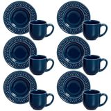 Conjunto Com 6 Xícaras E Pires Para Café Porto Brasil Roma Em Cerâmica Feldspática 72ml