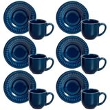 Conjunto Com 6 Xícaras E Pires Para Café Porto Brasil Daisy Em Cerâmica Feldspática 72ml