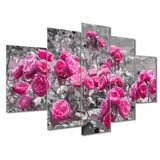 Kit 5 Placa Quadro Quarto Sala Flores Vermelha Rosas Rosadas