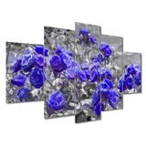 Kit 5 Placa Quadro Quarto Sala Flores Vermelha Rosas Roxas