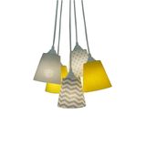 Lustre Pendente Quarto Bebê Chevron Tecidos Cinza E Amarelo