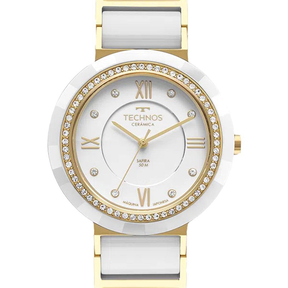 Relógio Technos Ceramic Saphire Dourado Feminino 2036mrp 1b