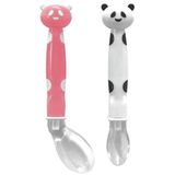 Kit 2 Colheres Silicone Buba Panda Rosa + 6 Meses